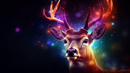 Deer in cosmic space. gnerative ai.