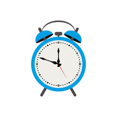 The alarm clock is blue on a white background.