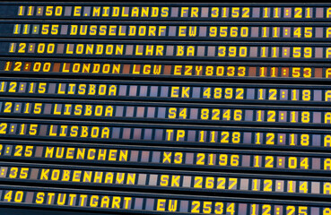 Fototapeta premium Screen with the information of the flights in the terminal or of the connections