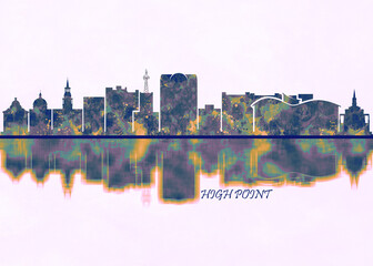 High Point Skyline. Cityscape Skyscraper Buildings Landscape City Background Modern Art Architecture Downtown Abstract Landmarks Travel Business Building View Corporate