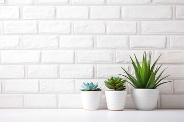 Plant in a pot. Empty wall, copy space.