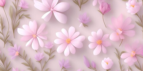 Obraz premium Pale pink flowers on a pink background.
