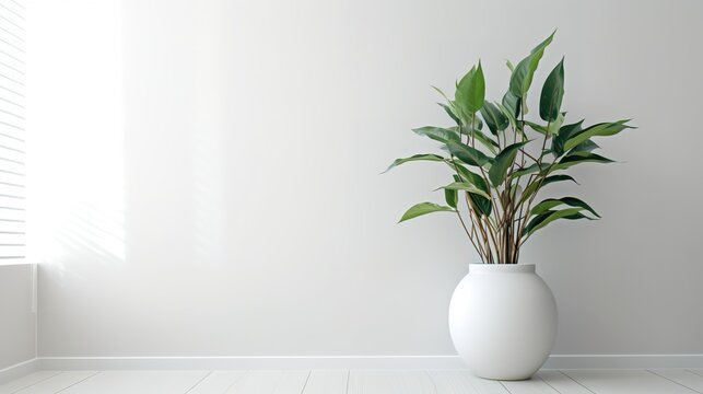 Minimalistic White Interior With Green Plant