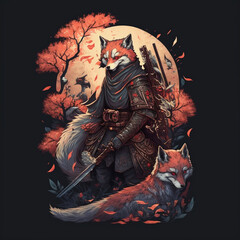 Fuchs als Krieger, Kämpfer, Samurai