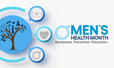 Men's health month is observed every year in June, is used to raise awareness about health care for men and focus on encouraging boys to practice and implement healthy living decisions. 3D Rendering