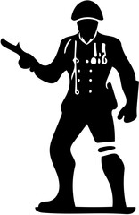 Silhouette logo of a soldier in black and white, vector illustration of a military man