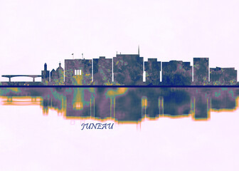 Fototapeta premium Juneau Skyline. Cityscape Skyscraper Buildings Landscape City Background Modern Art Architecture Downtown Abstract Landmarks Travel Business Building View Corporate