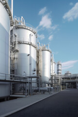 Obraz premium industrial factory fuel refinery gas energy industry oil pipe tank. Generative AI.