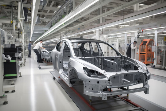 factory automotive machine industry assembly car industrial transportation technology automobile. Generative AI.