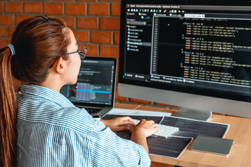 Developing programmer reading computer codes Development Website design and coding technologies.