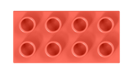 Fototapeta premium Bittersweet Block Isolated on a White Background. Close Up View of a Plastic Children Game Brick for Constructors, Top View. High Quality 3D Rendering with a Work Path. 8K Ultra HD, 7680x4320