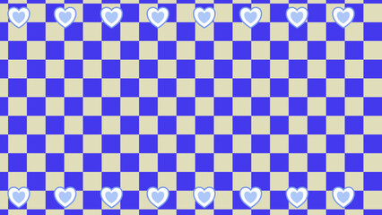 cute heart on checkerboard trendy background, checkers illustration decoration