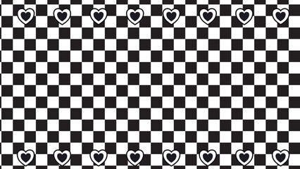 cute heart on checkerboard trendy background, checkers illustration decoration