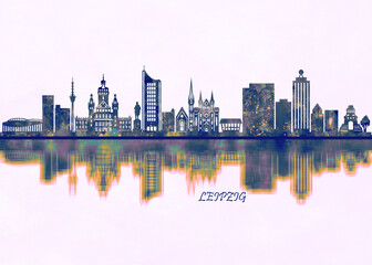 Leipzig Skyline. Cityscape Skyscraper Buildings Landscape City Background Modern Art Architecture Downtown Abstract Landmarks Travel Business Building View Corporate