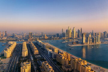 Aerial view of Dubai from Palm Jumeirah island, United Arab Emirates - 601683900