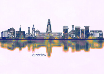 Lincoln Skyline. Cityscape Skyscraper Buildings Landscape City Background Modern Art Architecture Downtown Abstract Landmarks Travel Business Building View Corporate