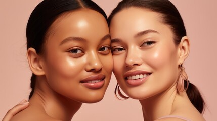 Fototapeta premium Natural Beauties with flawless skin. Generative AI.
