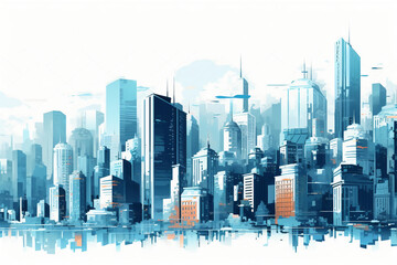 City, background, flat design, horizontal composition, architecture. AI generative