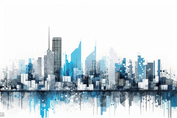 City, background, flat design, horizontal composition, architecture. AI generative