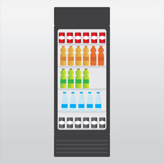 Refrigerator with drinks, sweet water, mineral water icon, vector, illustration, symbol