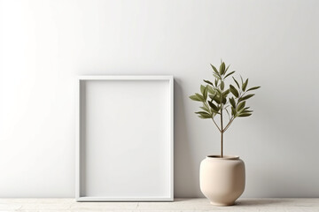 Generative Ai. a close up of a plant in a pot next to a picture frame