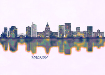 Madison Skyline. Cityscape Skyscraper Buildings Landscape City Background Modern Art Architecture Downtown Abstract Landmarks Travel Business Building View Corporate