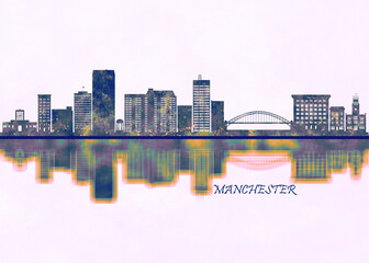Manchester USA. Cityscape Skyscraper Buildings Landscape City Background Modern Art Architecture Downtown Abstract Landmarks Travel Business Building View Corporate
