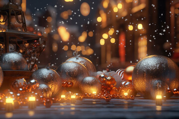 Obraz na płótnie Canvas beautiful christmas card, christmas tree with lights. Generative Ai. 