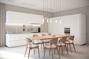 kitchen design modern interior chair house home decor dining table furniture. Generative AI.