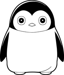 Penguin vector illustration. Black and white coloring book or page for children