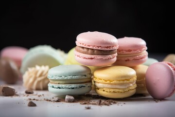 close-up delicious looking Macaroon with pastel color