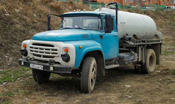 kazakhstan, Ust-Kamenogorsk, april 27, 2023: Old soviet truck Zil 130