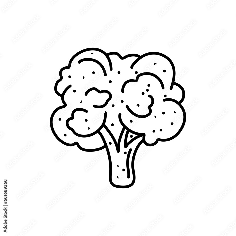 Canvas Prints Hand drawn broccoli icon. Vector badge vegetable in the old ink style for brochures, banner, restaurant menu and market