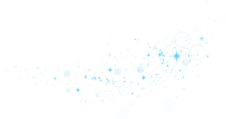 Blue glitter wave abstract illustration. Blue stars dust trail sparkling particles isolated on transparent background. Magic concept. PNG.