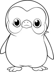 Penguin vector illustration. Black and white coloring book or page for children