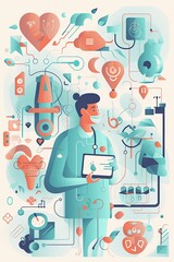 Medical and nurse Technological Illustrations