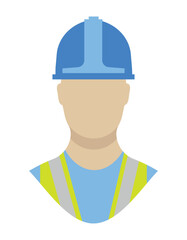 construction worker with safety helmet and vest, vector illustration