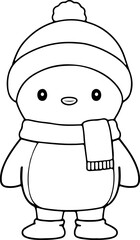 Penguin vector illustration. Black and white coloring book or page for children