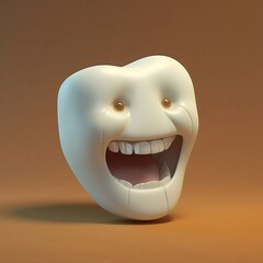 Ząb, śmieszny ząb, ząb z twarzą - obrazy, fototapety, plakaty