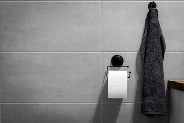 papier toaletowy z ręcznikiem, koncept problemów zdrowotnych i wstydliwy temat wc.   - obrazy, fototapety, plakaty