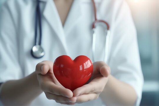 hospital person health cardiology concept hand medicine heart care doctor. Generative AI.