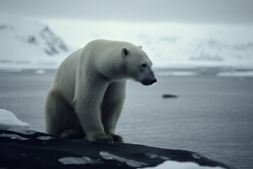 Fototapeta na wymiar Sad Polar Bear Generative AI