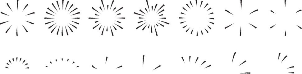 Obraz premium イラスト素材：手書き シンプルなサンバースト・スターバースト・ベクター・太陽のシンボル