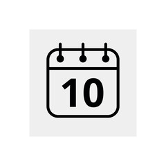 Calendar flat icon for websites and graphic resources. Vector illustration of calendar marking day 10.