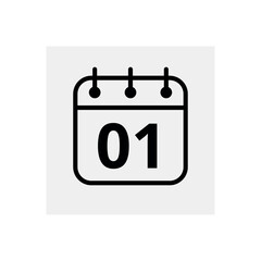 Calendar flat icon for websites and graphic resources. Vector illustration of calendar marking day 01.
