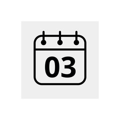 Calendar flat icon for websites and graphic resources. Vector illustration of calendar marking day 03.