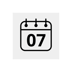 Calendar flat icon for websites and graphic resources. Vector illustration of calendar marking day 07.