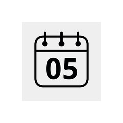 Calendar flat icon for websites and graphic resources. Vector illustration of calendar marking day 05.