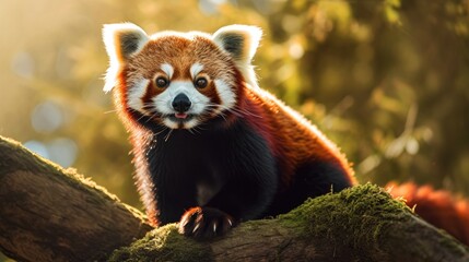 Fototapeta premium Red panda in the wild. Generative AI