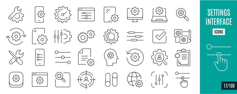 Best collection Setting line icons. Design, window,...